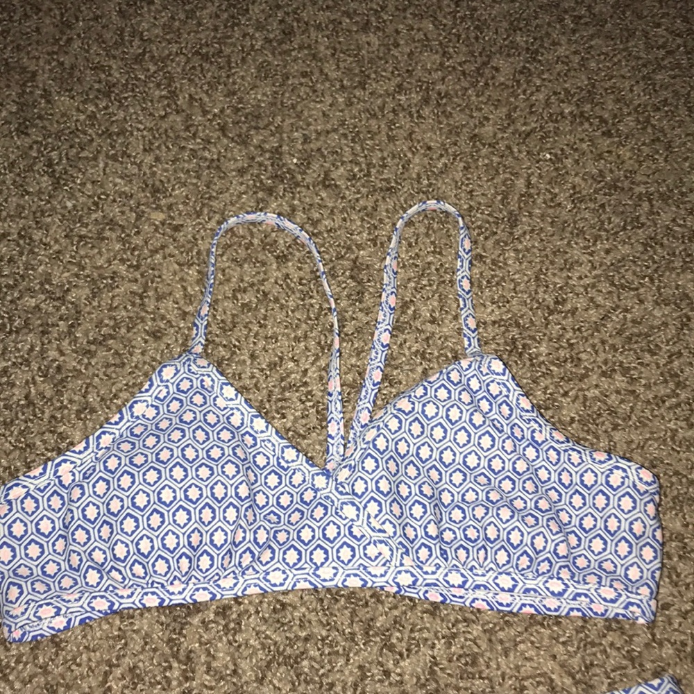 blue white and light peach bathing suit (together)